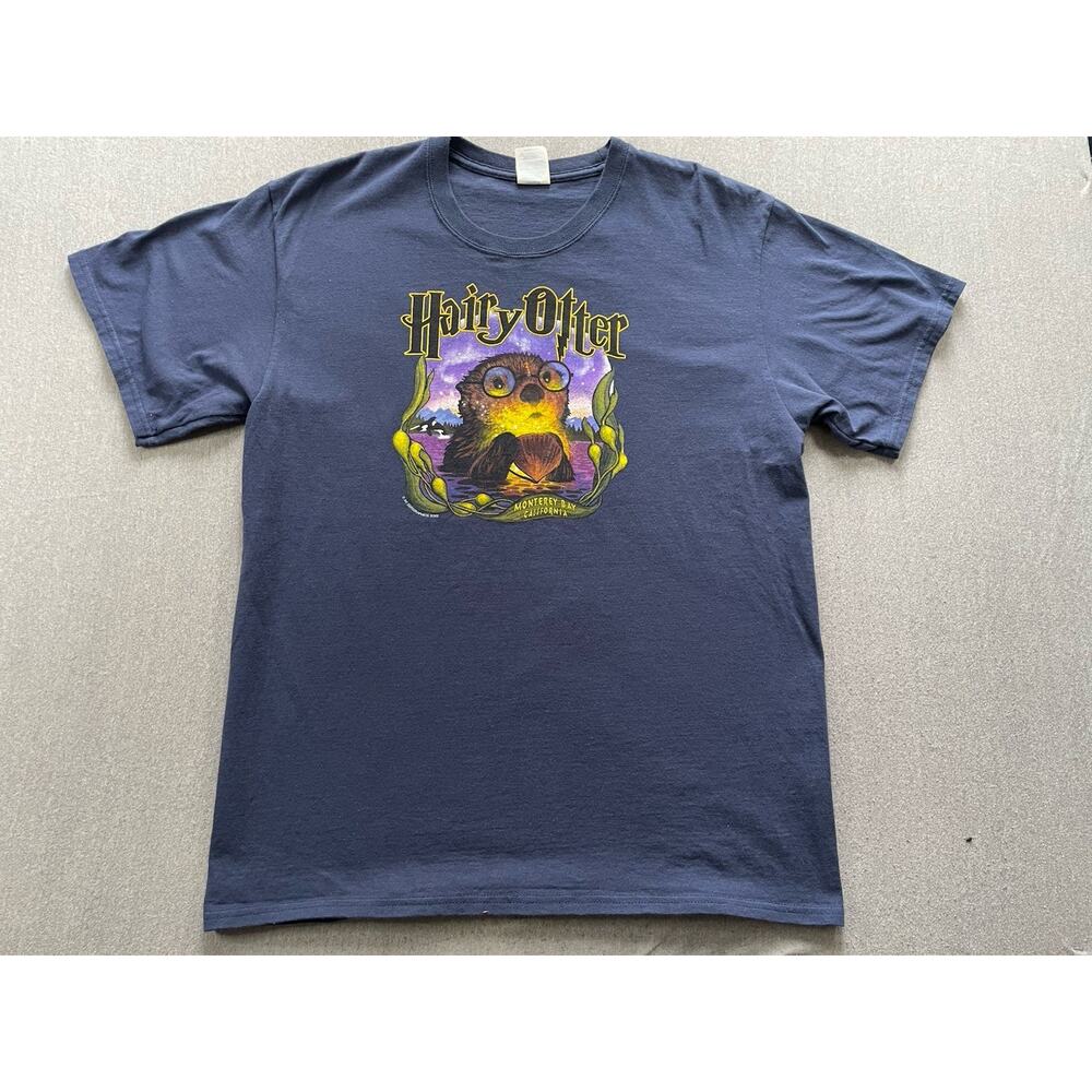 vintage monterey bay aquarium “Hairy Otter” Tshirt Large Navy